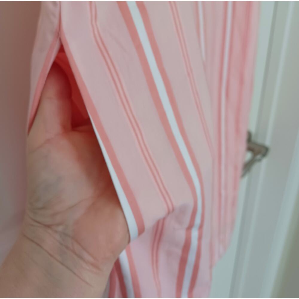 Draper James Ruffle Placket Dress Coral Pink Stripe M NWT - Picture 9 of 15